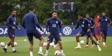 Elite US soccer players training with advanced technology
