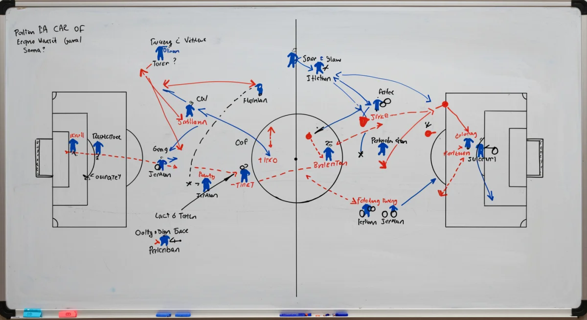 Tactical board illustrating advanced offensive strategies and player positioning for scoring goals in modern football.
