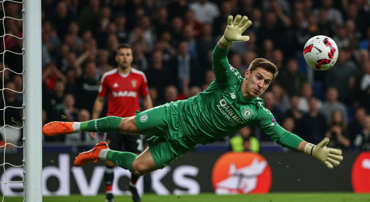 Goalkeeper makes a crucial diving save during a high-stakes moment in the 2025 US Open Cup Final.