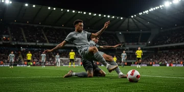 MLS defender in action, making a tackle during a high-stakes match