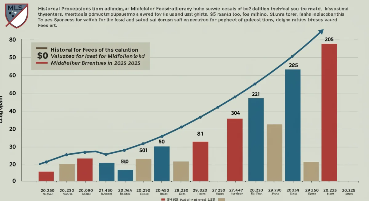 Infographic showing the upward trend of MLS transfer fees over time, culminating in a projected  million valuation for a midfielder in 2025.