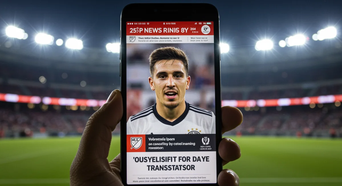 Smartphone displaying MLS transfer news