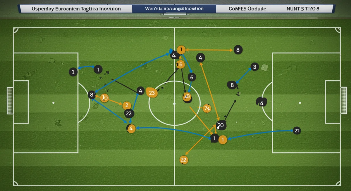 Modern European football tactical formation diagram with player movements