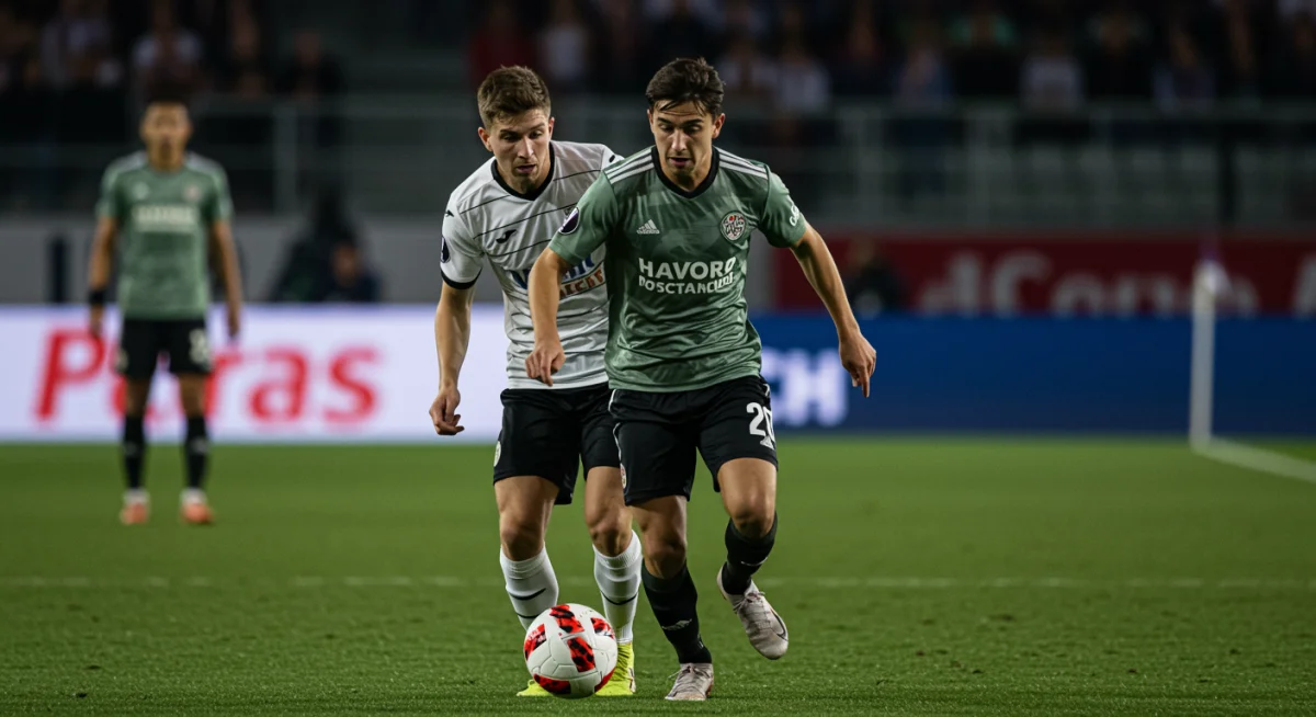 Versatile midfielder dribbling on a soccer field, showcasing modern player attributes.