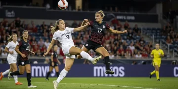 Dynamic NWSL player scoring unexpected goal 2025 season