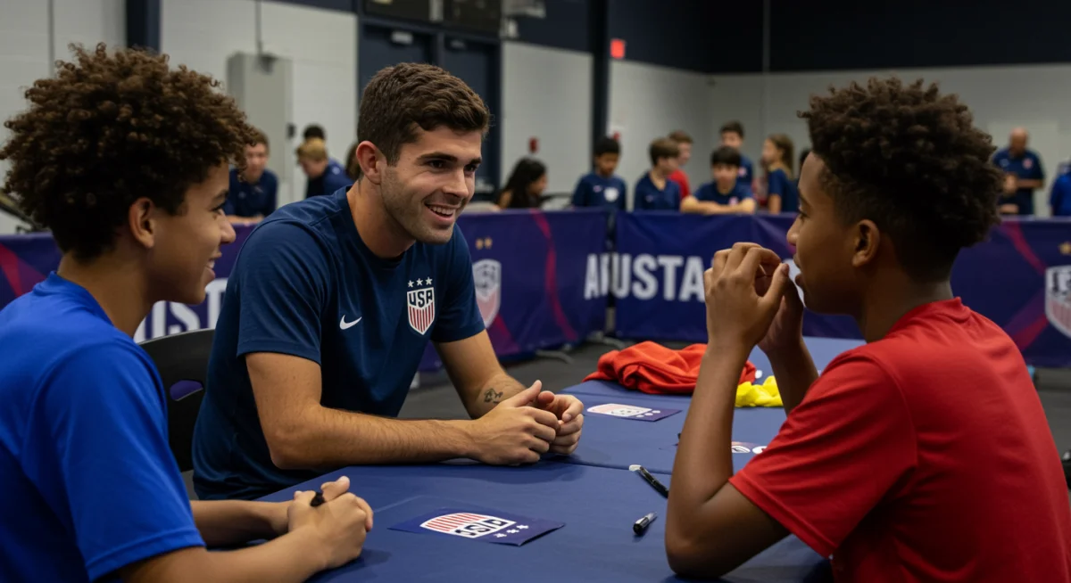 US soccer player engaging with youth, brand building