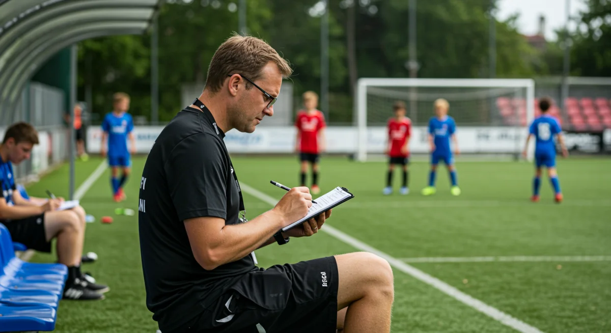 Soccer scout observing youth player talent