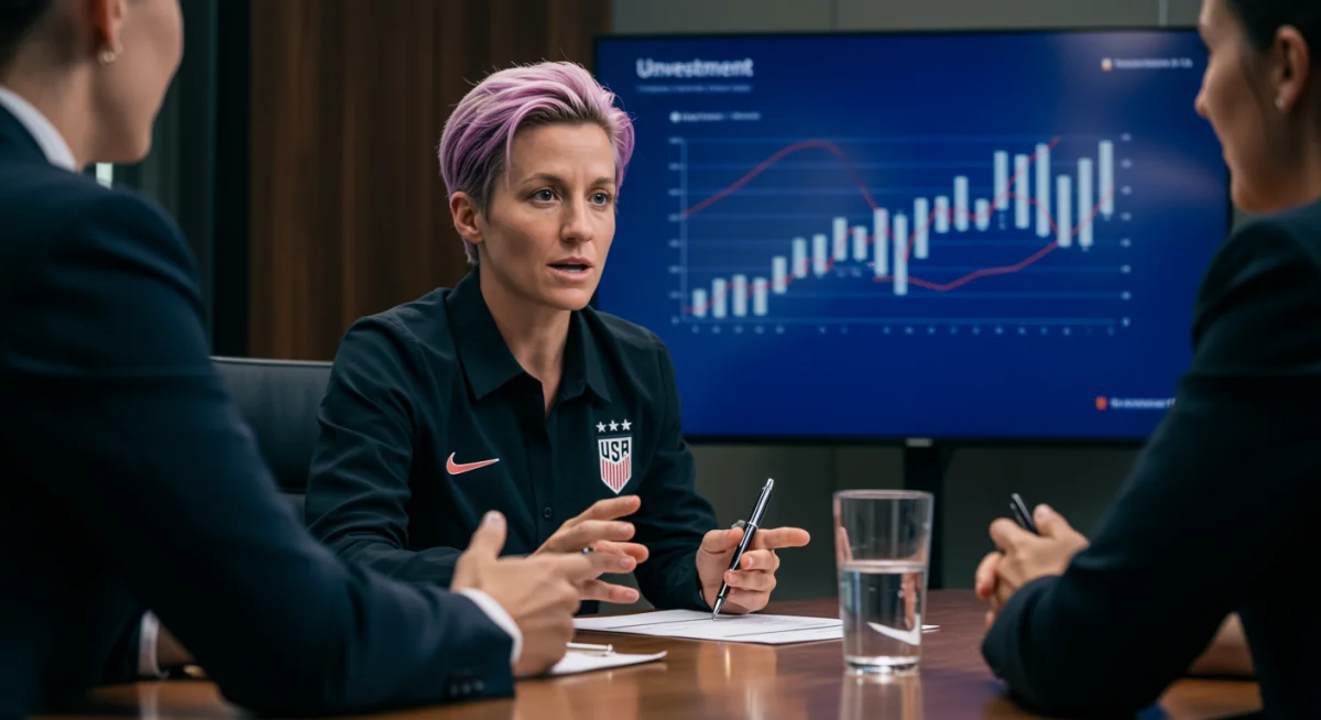 US soccer star in business meeting, strategic investments