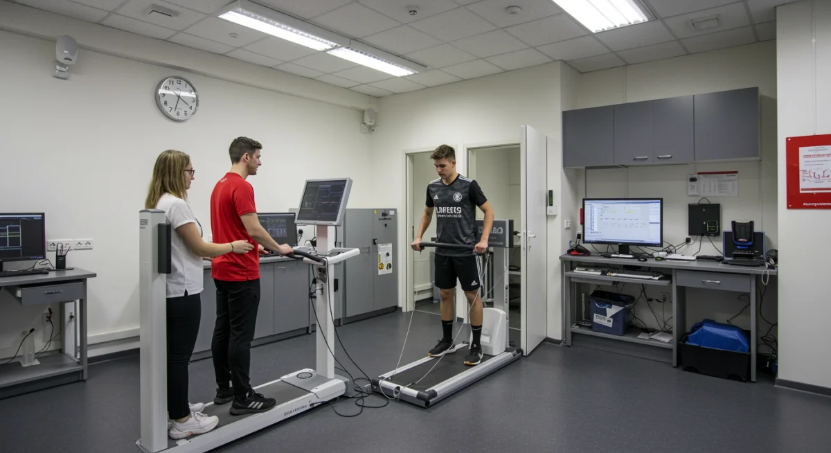 Advanced sports science facility in a European youth academy for player performance and injury prevention.