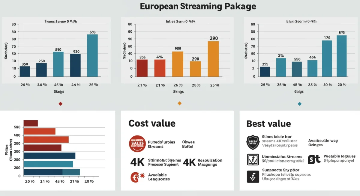 Infographic comparing European soccer streaming packages, detailing costs and features for optimal value.