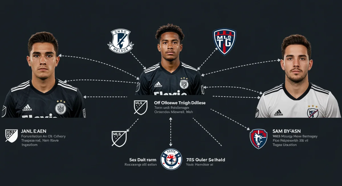 Infographic detailing potential trade scenarios for three top MLS SuperDraft picks