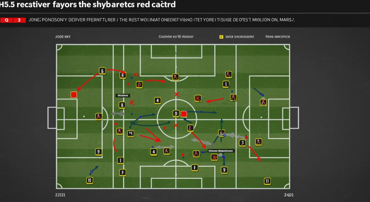 Football coach adjusting tactical board after a red card incident.