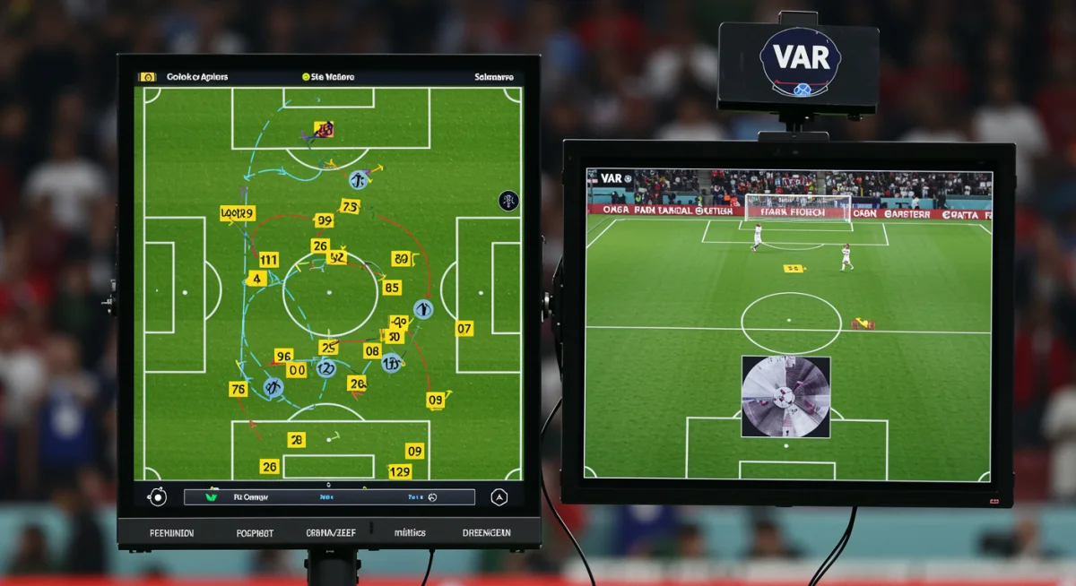 Coach analyzing game strategy after a VAR decision on a tactical board.