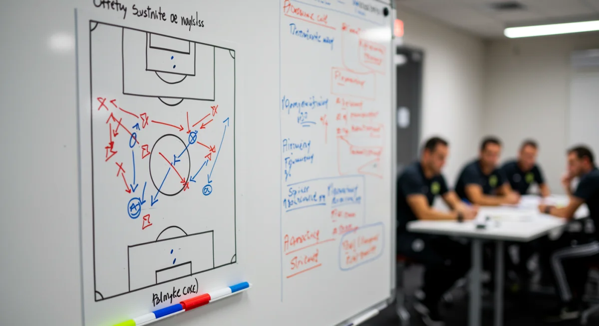 Tactical board illustrating advanced offensive strategies and striker positioning in modern soccer.