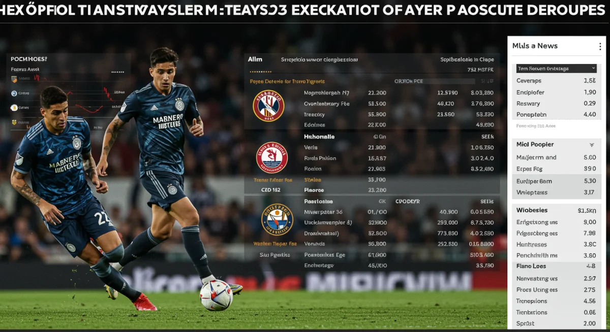 Hypothetical transfer market graphic showing player profiles, transfer fees, and club interest for MLS European forward targets.