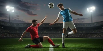 Two US soccer defenders demonstrating peak performance on the field during a match.