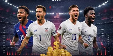 Illustration of top US soccer players, symbolizing their financial valuation and market influence in 2025.