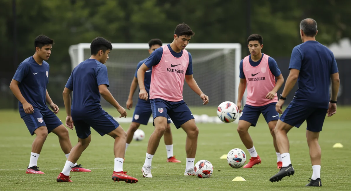 US youth soccer players training with advanced tactical drills