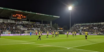 USL Championship Playoff game with a dramatic comeback unfolding on the field.