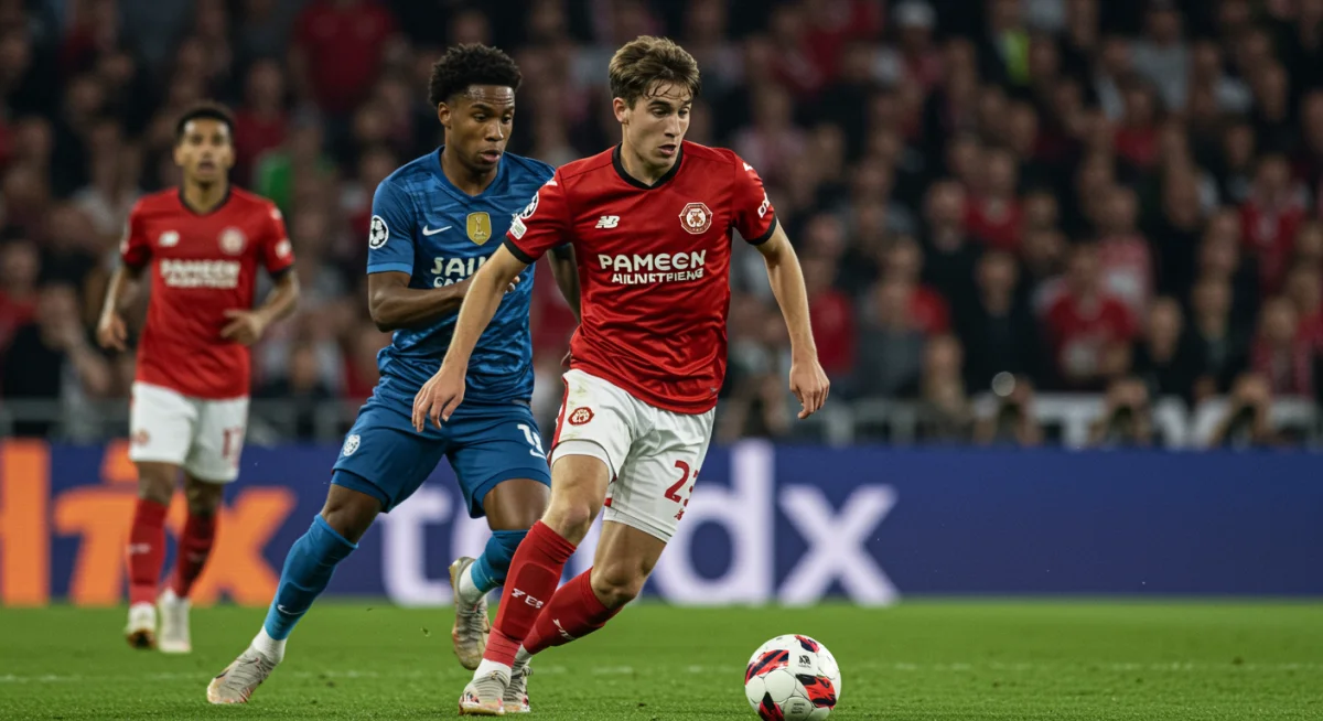 Young European midfielder showcasing dribbling skills