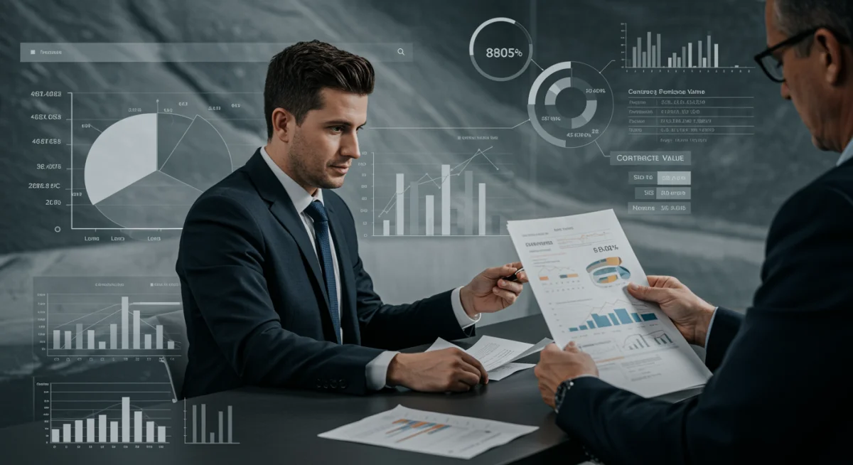 Data analysis screen showing player statistics and contract details, used for transfer target evaluation.