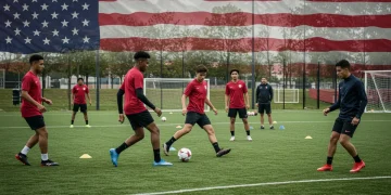 European League Youth Academies: Top 3 for US Talent by 2026 Young soccer players training at a European academy, aiming for US professional careers by 2026.