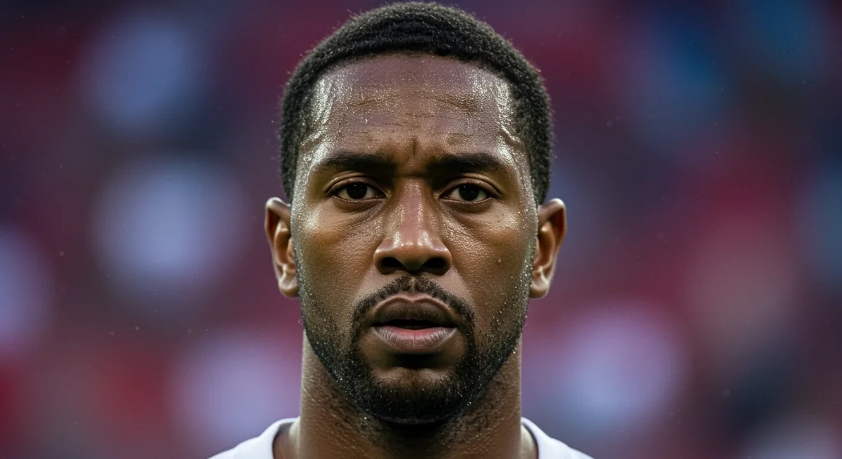 Intense soccer captain demonstrating resilience and focus