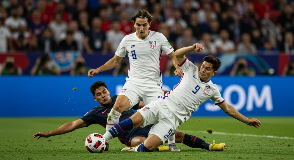 USMNT defender's precise slide tackle and defensive skill.
