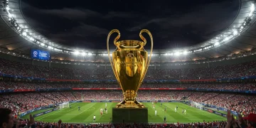Champions League 2026 Group Stage predictions with a vibrant stadium atmosphere