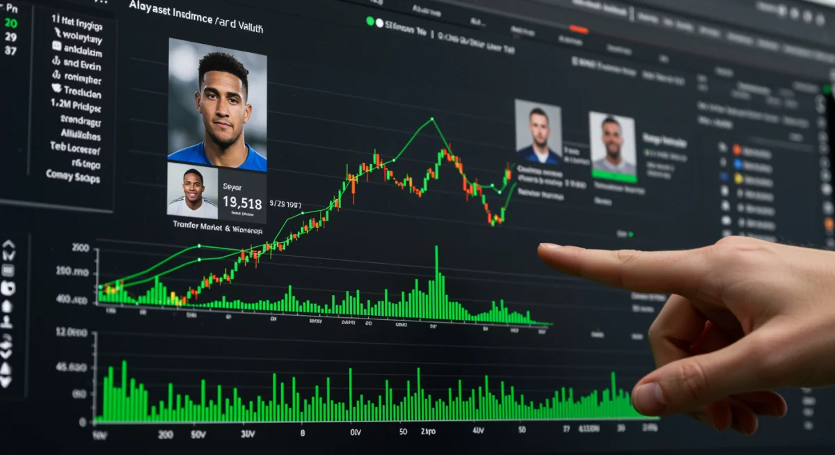 Analytical dashboard showing player statistics and projected market value increases