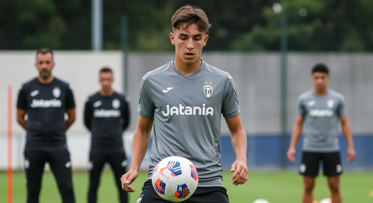 Focused young player during technical training at an Italian academy