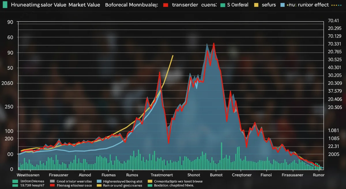 Graph showing player market value fluctuation influenced by transfer rumors.